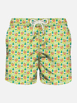 Herren-Badeshorts aus leichtem Stoff mit Cocktail-Print