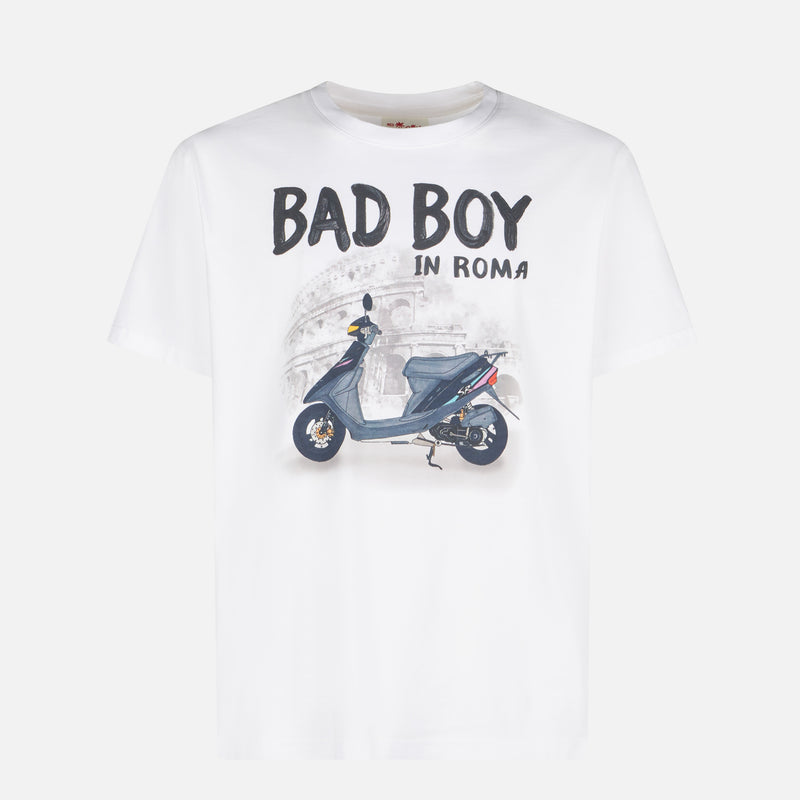 Man cotton t-shirt with Bad Boy in Roma print