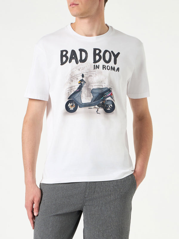 Man cotton t-shirt with Bad Boy in Roma print