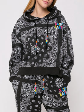 Bandana-Kapuzenpullover aus Baumwolle mit Saint-Barth-Stickerei