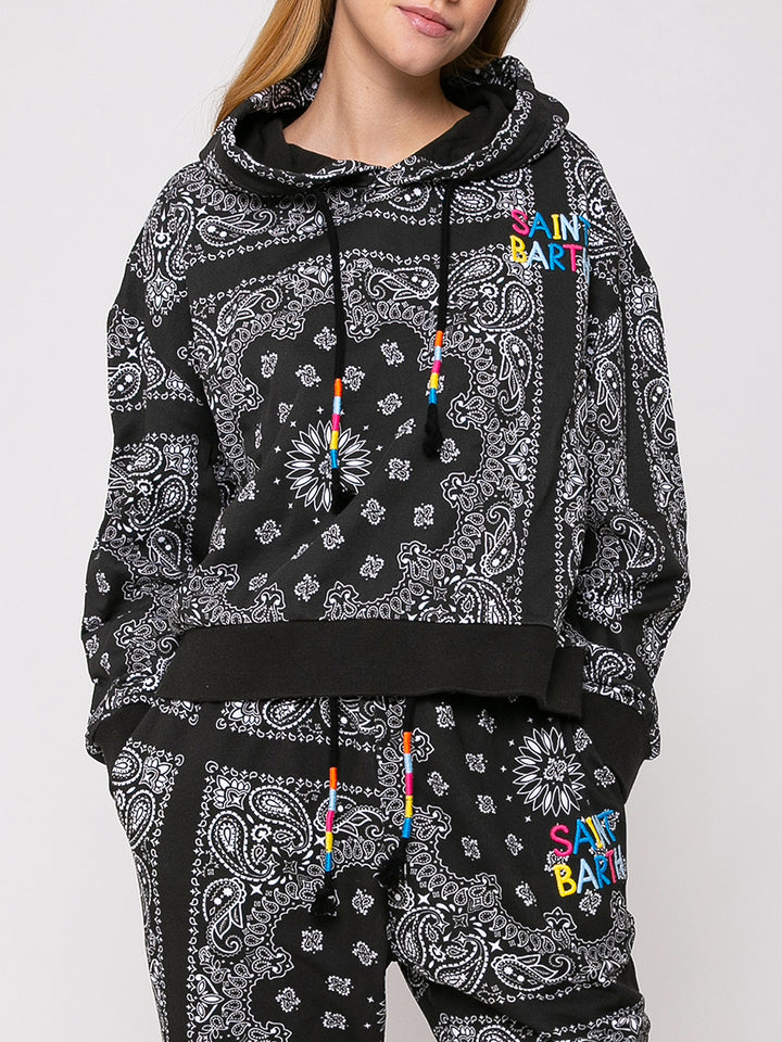 Bandana-Kapuzenpullover aus Baumwolle mit Saint-Barth-Stickerei