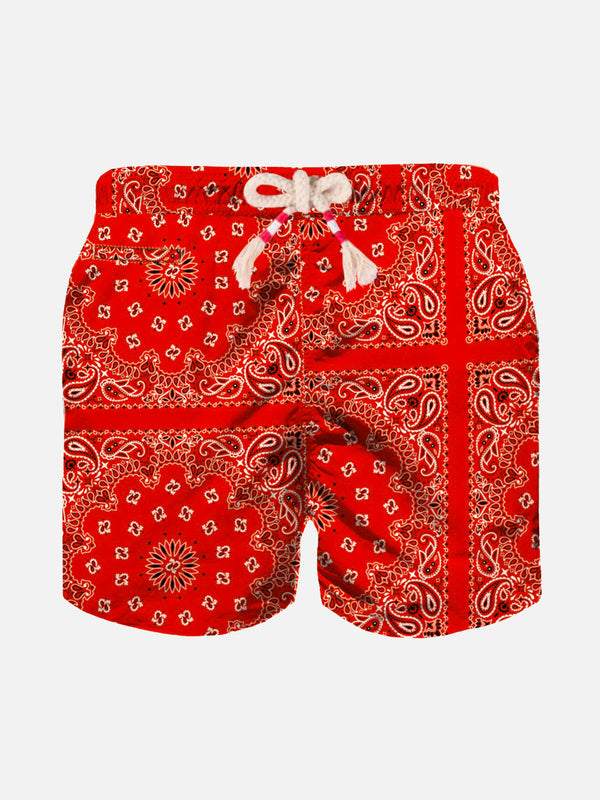 Boy swim shorts with bandanna print