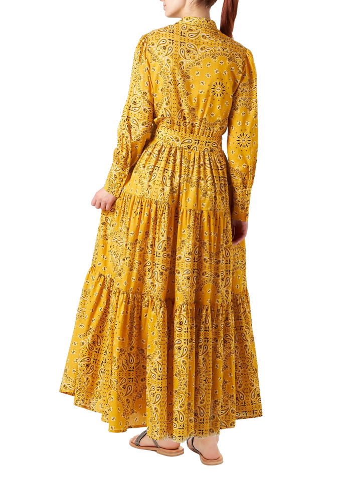 Ockerfarbenes langes Bandanna-Kleid für Damen von Jensen