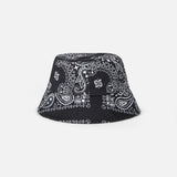 Cotton bucket hat with front embroidery and bandanna pattern