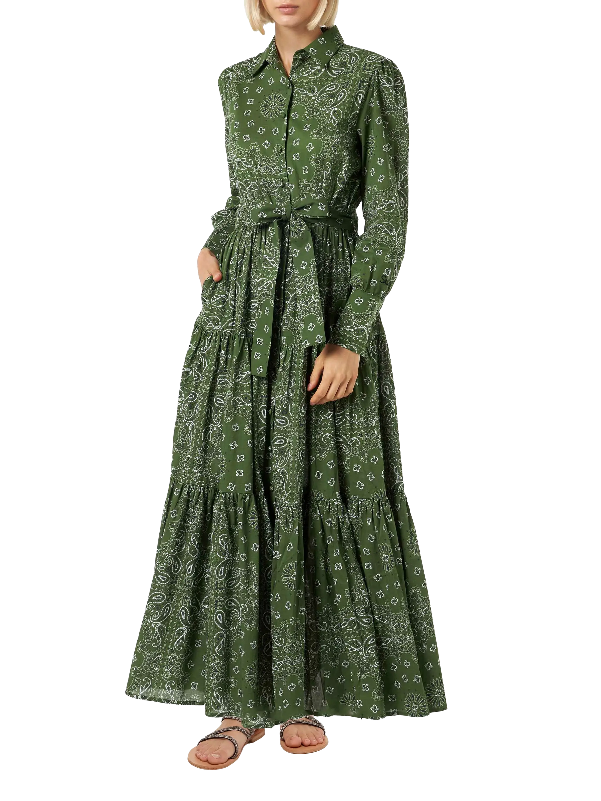 Woman green bandanna long dress Jensen - MC2 Saint Barth
