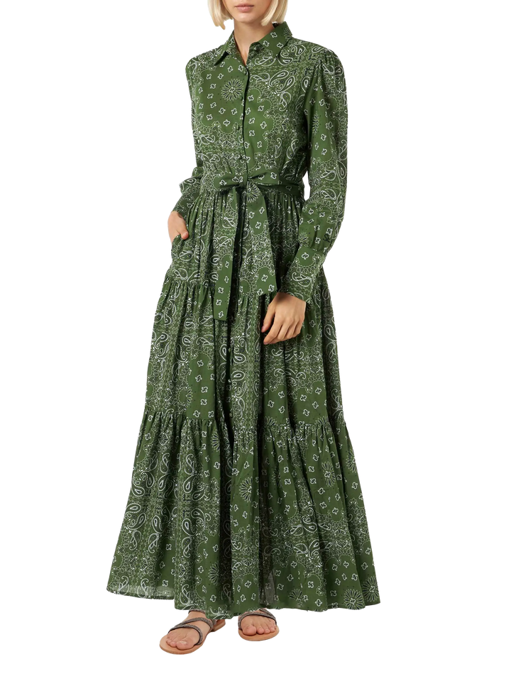 Grünes langes Bandana-Kleid für Damen von Jensen
