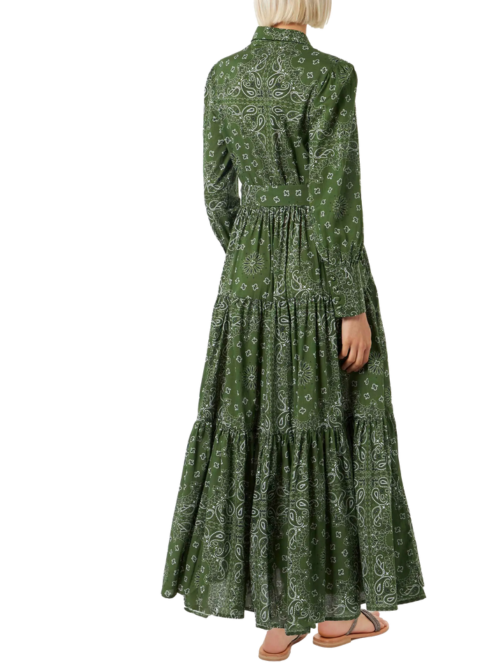 Grünes langes Bandana-Kleid für Damen von Jensen