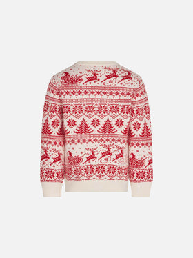 Girl sweater with I believe in Santa jacquard