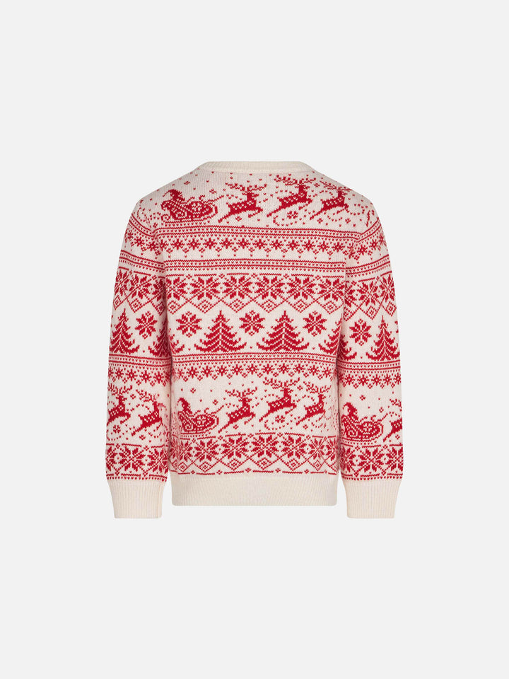 Girl sweater with I believe in Santa jacquard