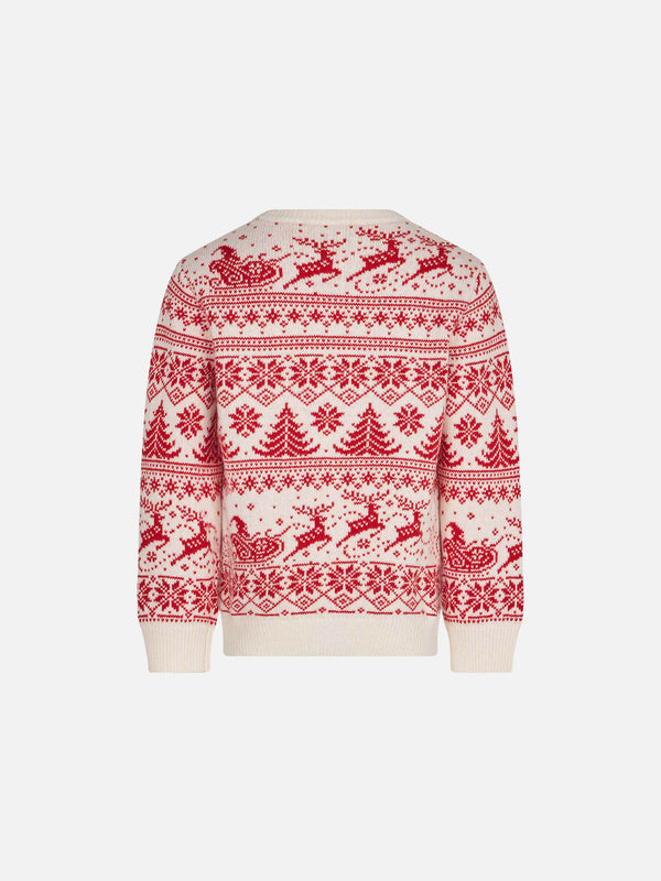 Girl sweater with I believe in Santa jacquard print