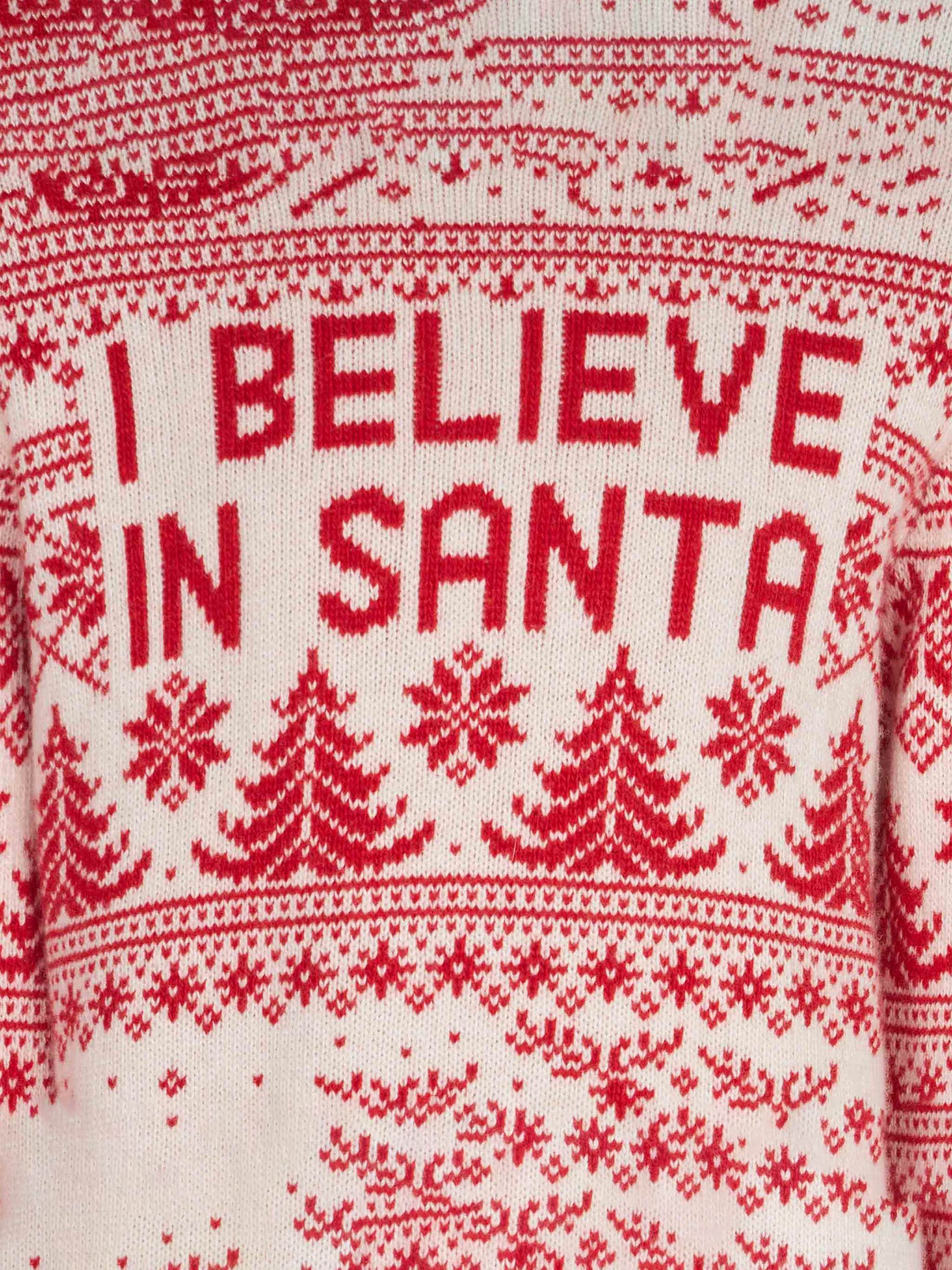 Girl sweater with I believe in Santa jacquard