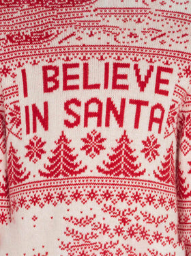 Girl sweater with I believe in Santa jacquard