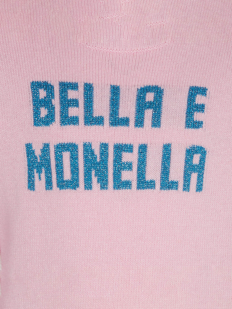 Mädchenpullover mit Rundhalsausschnitt und „Bella e Monella“-Schriftzug