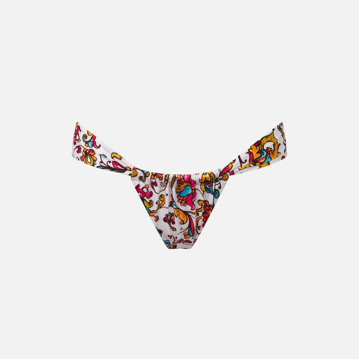 Woman cheeky swim briefs with maiolica print - MC2 Saint Barth