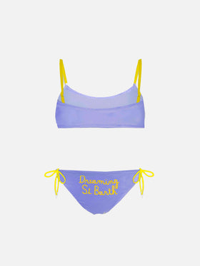 Bikini da bambina a bralette con ricamo Dreaming St. Barth