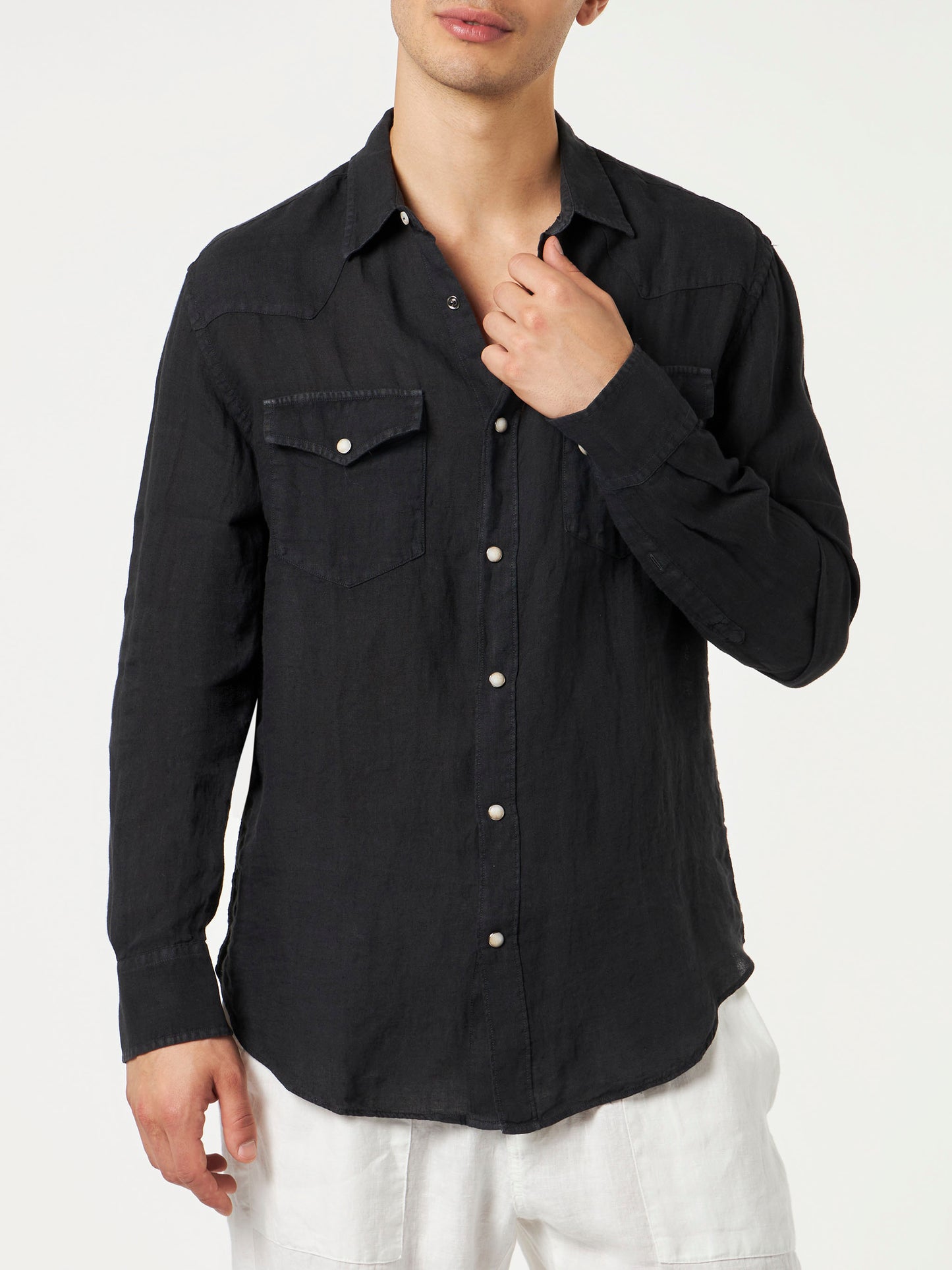 Man black linen shirt - MC2 Saint Barth