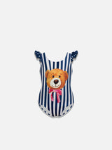 Blau-weißer Teddybär-Badeanzug für Mädchen