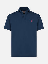 Navy blue cotton jersey man polo