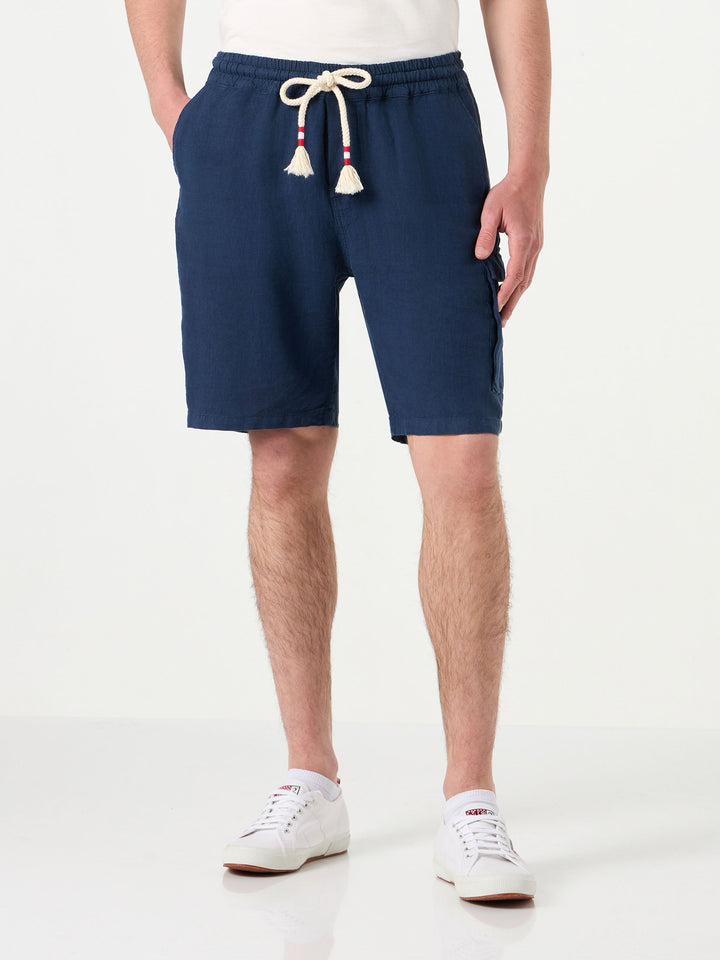 Herren-Bermudashorts aus Leinen und Marineblau