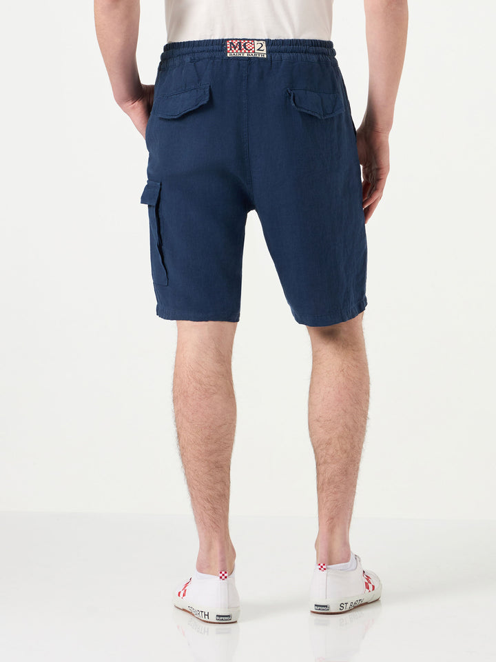 Herren-Bermudashorts aus Leinen und Marineblau