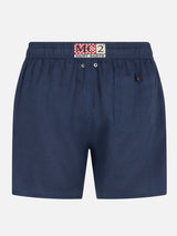 Herren Badeshorts aus marineblauem Leinen