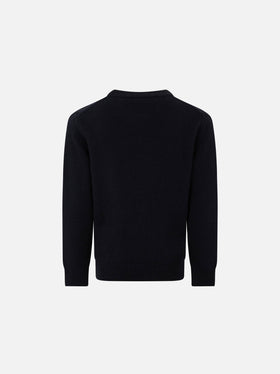Blue navy Snoopy Winter mood sweater for boy - Special edition - MC2 Saint Barth