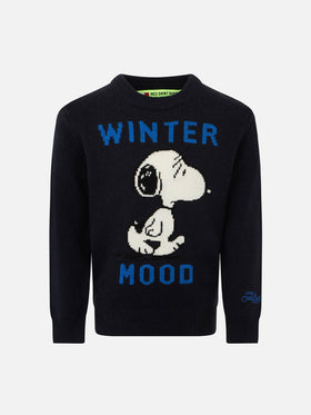 Blue navy Snoopy Winter mood sweater for boy - Special edition - MC2 Saint Barth