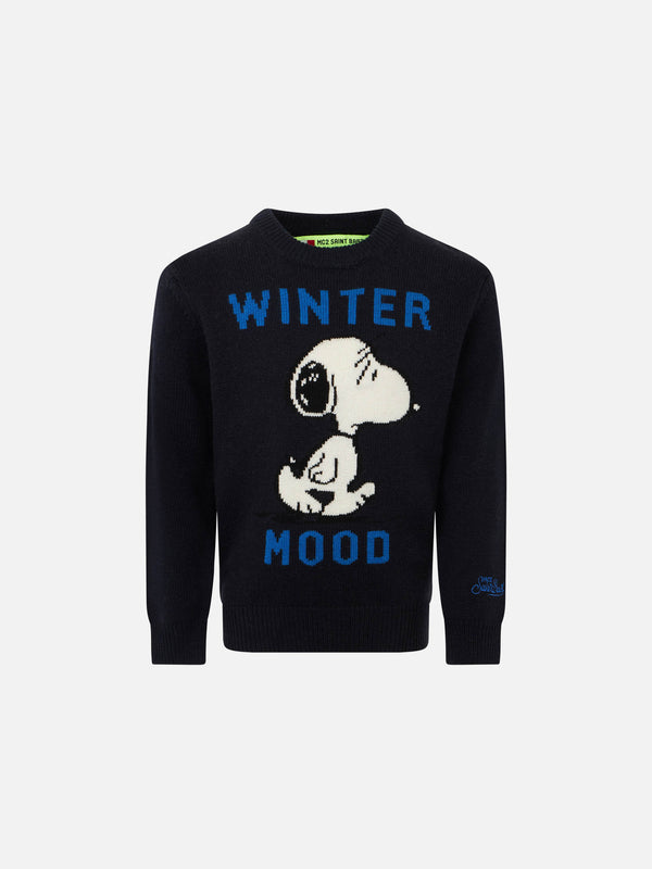 Blauer Marineblauer Snoopy Winter Mood-Pullover für Jungen – Sonderedition