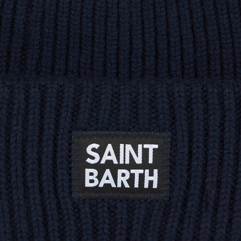 Blaue gerippte Mütze für Jungen mit Saint-Barth-Etikett
