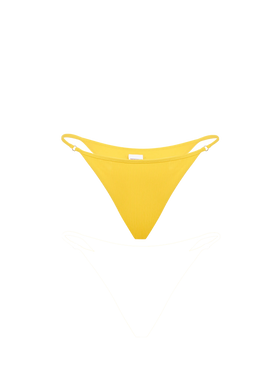 Woman yellow ribbed cheeky swim briefs - MC2 Saint Barth