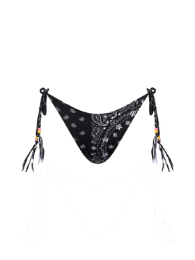 Woman cheeky swim briefs with bandanna print