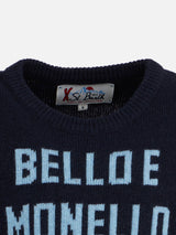 Boy crewneck sweater with Bello e Monello print