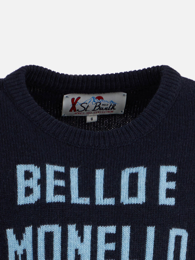 Maglia girocollo da bambino con stampa Bello e Monello