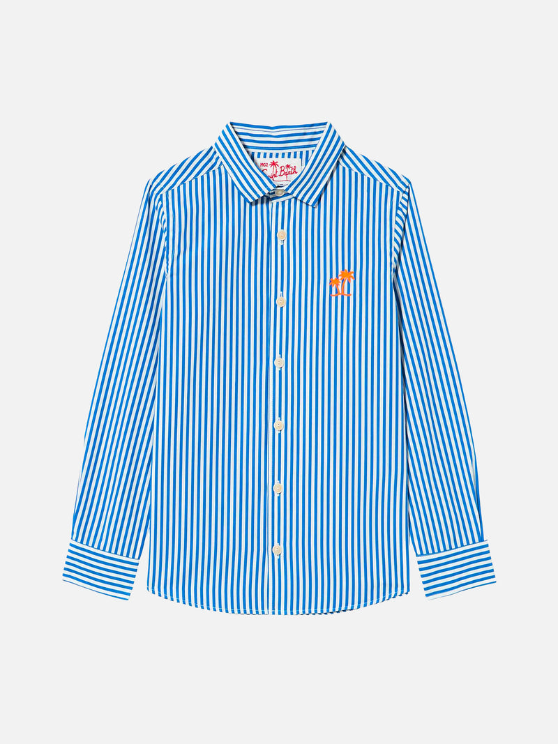 Camicia da bambino in lino di cotone a righe