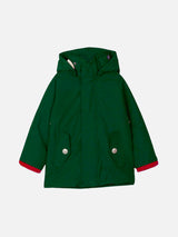 Boy hooded British green parka jacket