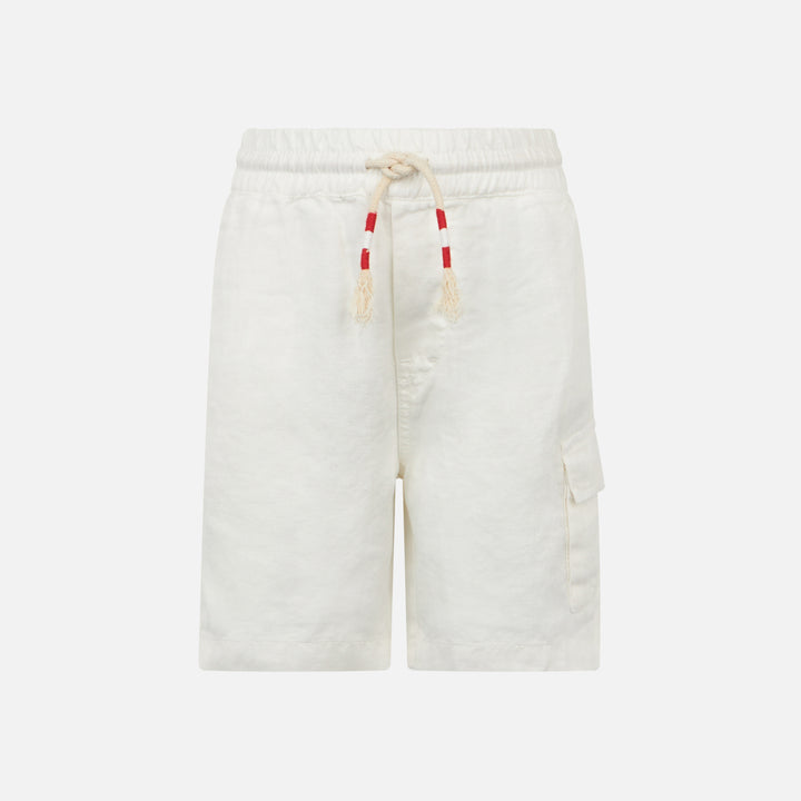 Weiße Leinen-Bermudashorts