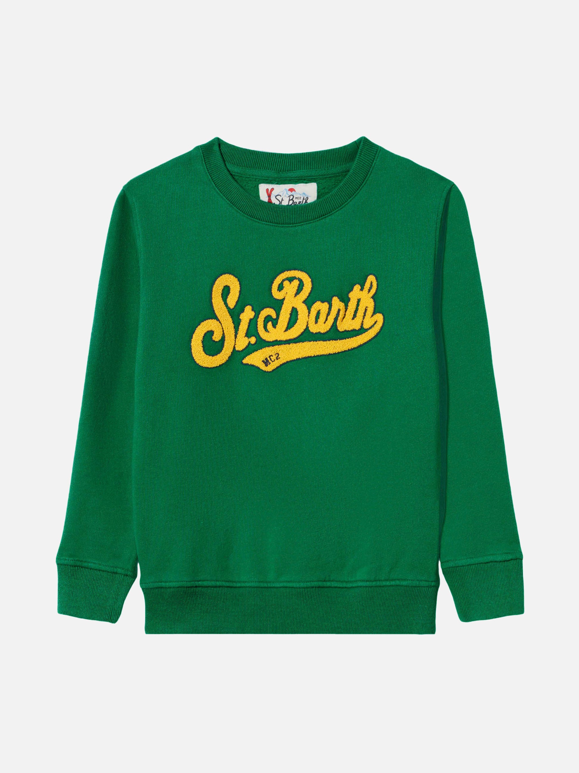 Boy green sweatshirt with terry logo - MC2 Saint Barth