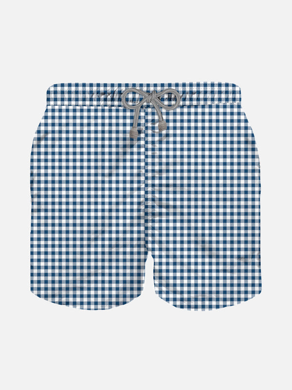 Boy swim shorts with gingham print