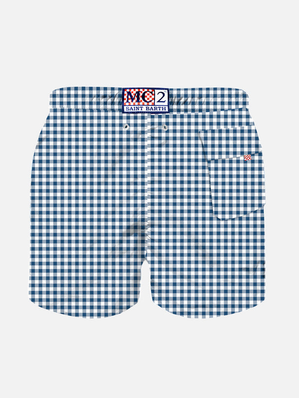 Boy swim shorts with gingham print