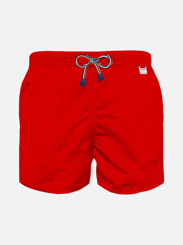 Badeshorts für Jungen aus rotem, hellem Stoff | Pantone™ Sonderausgabe
