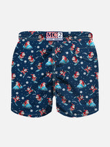 Boy light fabric swim shorts with Santa Claus print