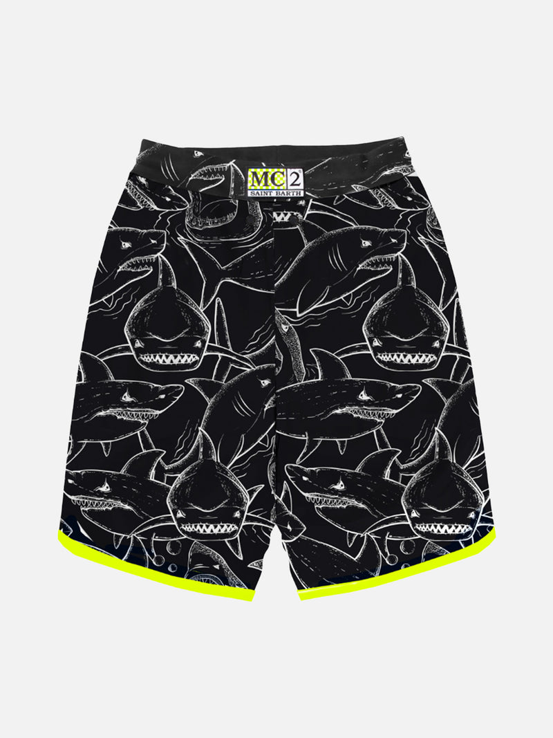 Boy swim shorts with shark print