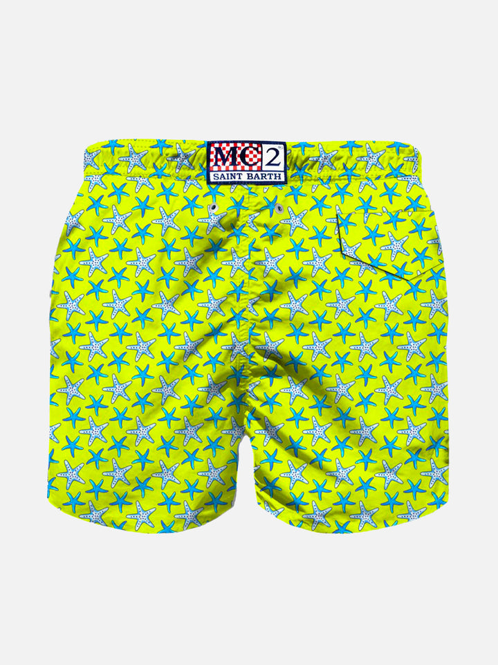 Jungen-Badeshorts aus leichtem Stoff mit Seestern-Print