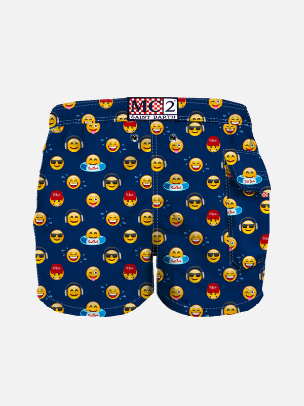 Boy swim shorts with emoji print