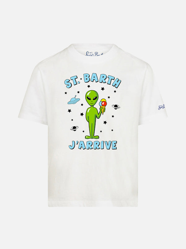 T-shirt da bambino in cotone con stampa aliena