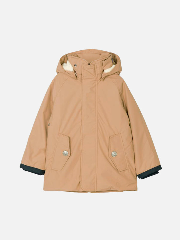 Beigefarbene Voyager Jr Parkajacke für Jungen mit Kapuze