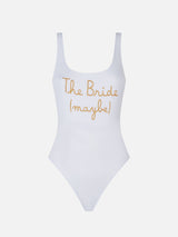 Einteiliger Damen-Badeanzug mit „The Bride (maybe)“-Stickerei