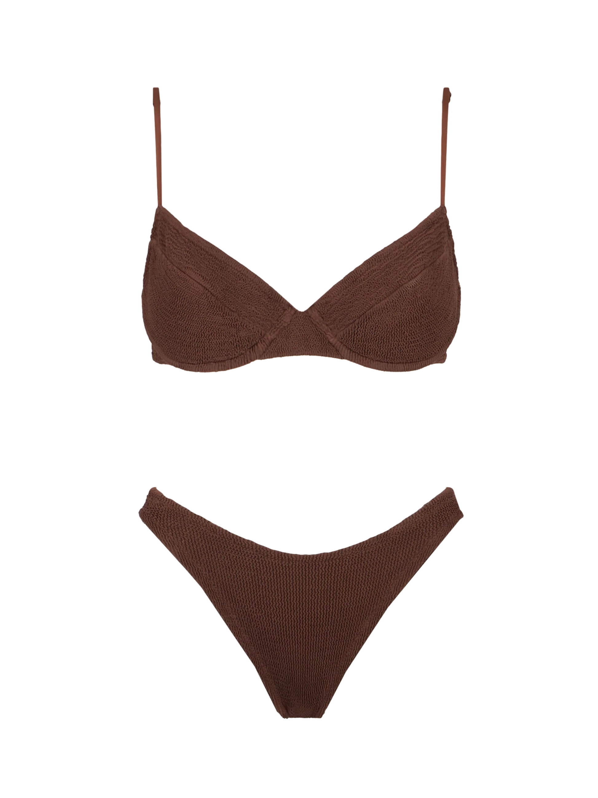 Woman brown crinkle underwired bralette bikini - MC2 Saint Barth