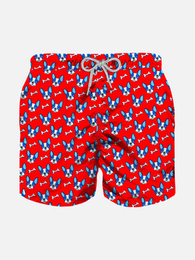 Boxer mare bambino in tessuto leggero stampa bulldog francese