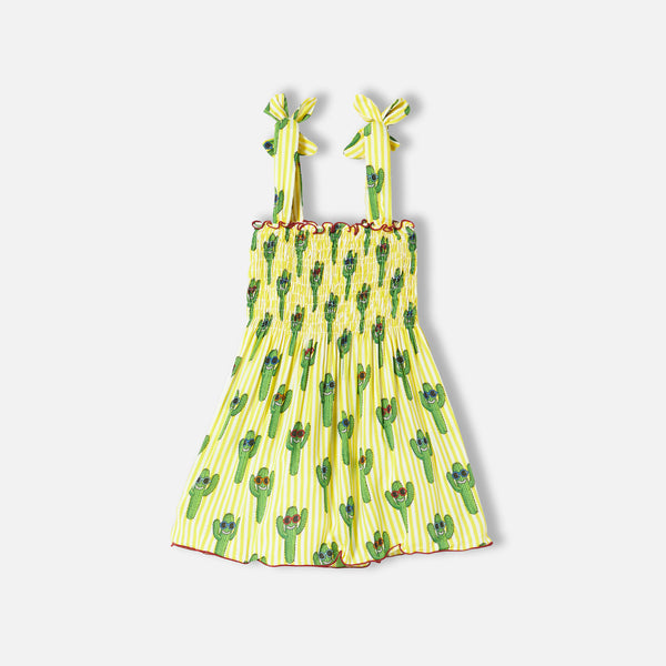 Girl dress happy cactus print